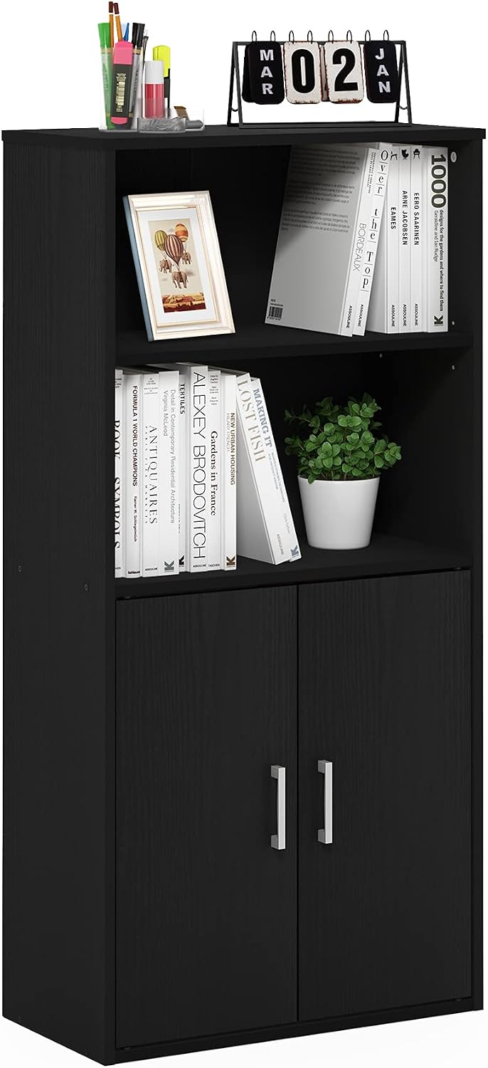 Furinno Jaya Book Shelf, 3-Tier Bookshelf, Bookcase with Adjustable Shelves, 9.5 x 24.5 x 40.3, for Organization and Storage, for Living Room, Bedroom, Home Office, White