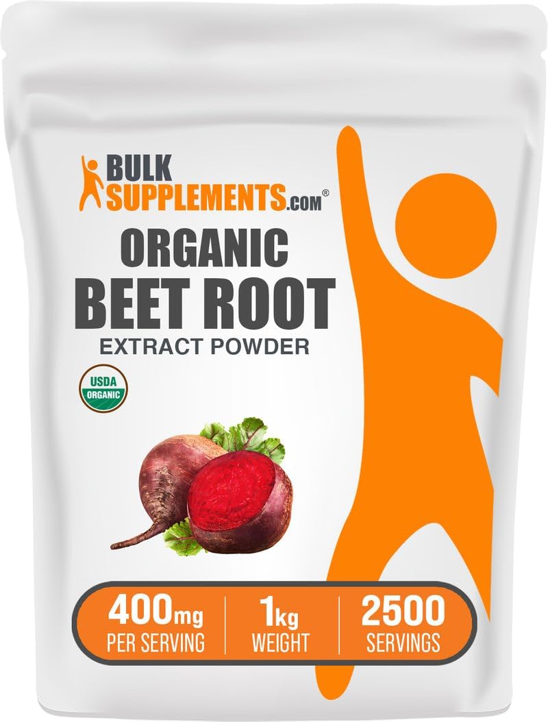 BulkSupplements.com Organic Beet Root Extract Powder - Beet Root Powder, Nitric Oxide Supplement - Vegan & Gluten Free, 400mg per Serving