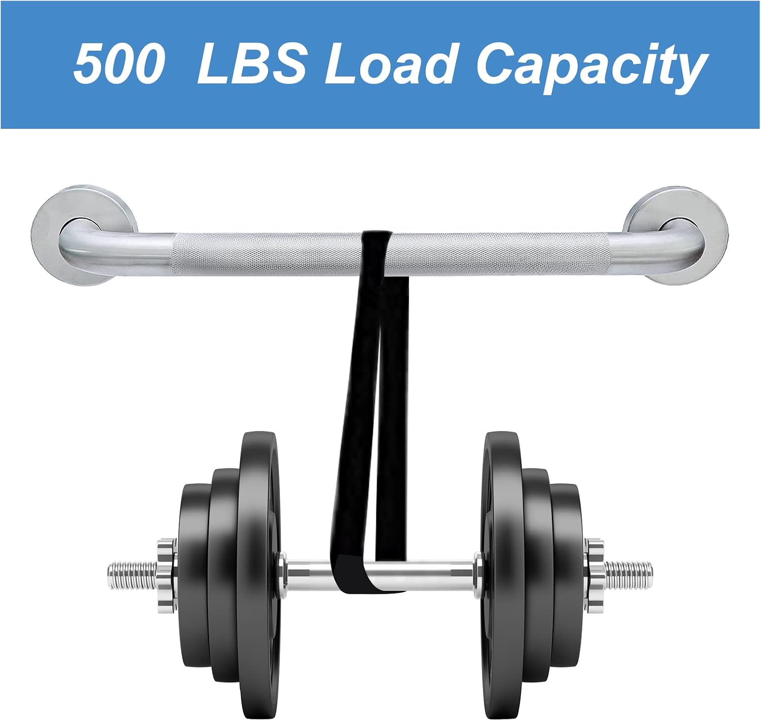 18 Inch Shower Grab Bar, 500lbs, Brushed Nickel Knurled, 2 Pack | 304 Stainless Steel, Fully Welded, ADA Compliant