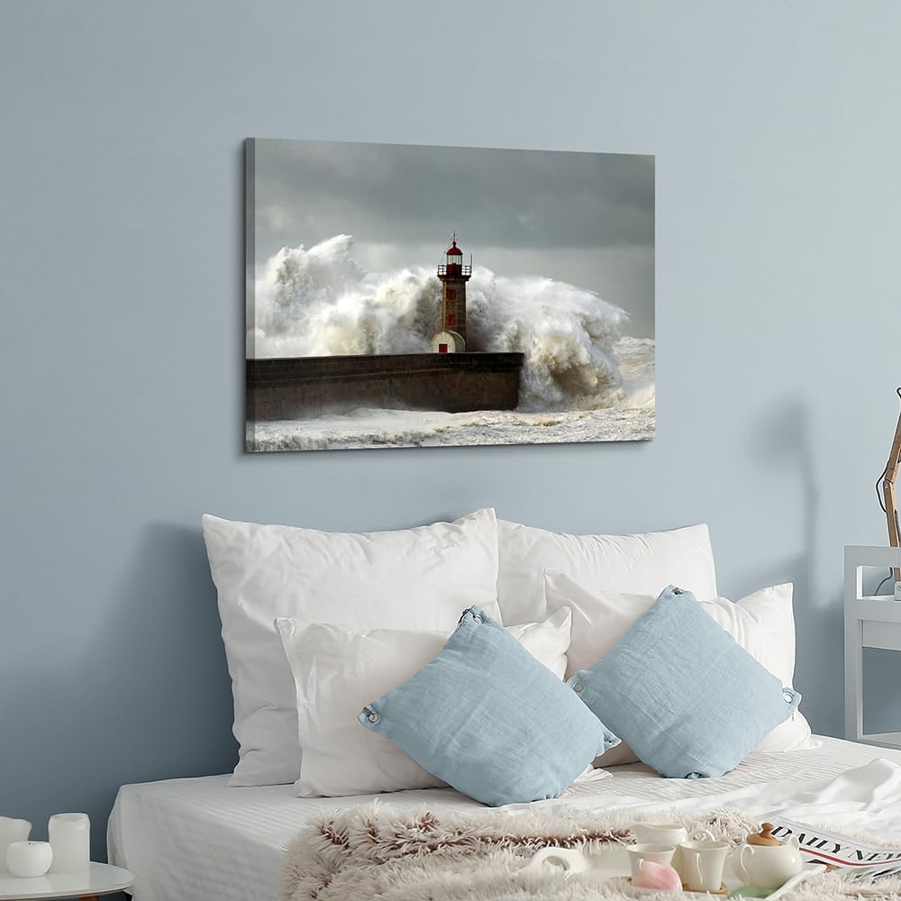 Hardy Gallery Ocean Wave Canvas Wall Art Coastal Decor 16x11 Inch