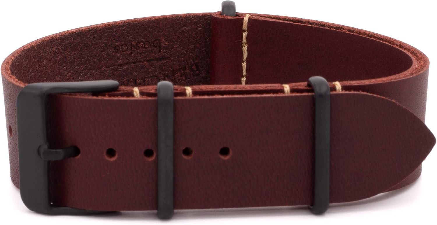 Benchmark Leather Watch Band - Crazy Horse Oiled Leather One-Piece Watch Straps for Men or Women - 18mm, 20mm, 22mm or 24mm Widths