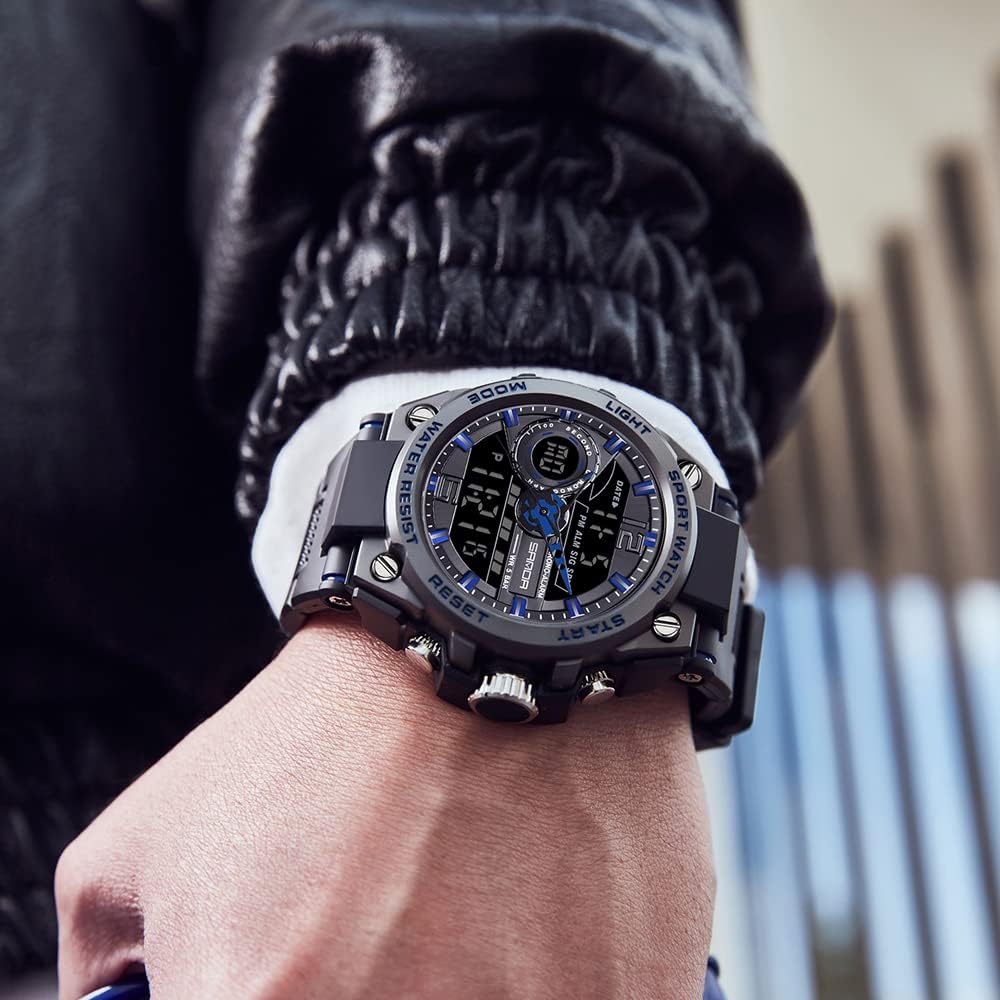 KXAITO Men's Watches Sports Outdoor Waterproof Military Watch Date Multi Function Tactics LED Alarm Stopwatch