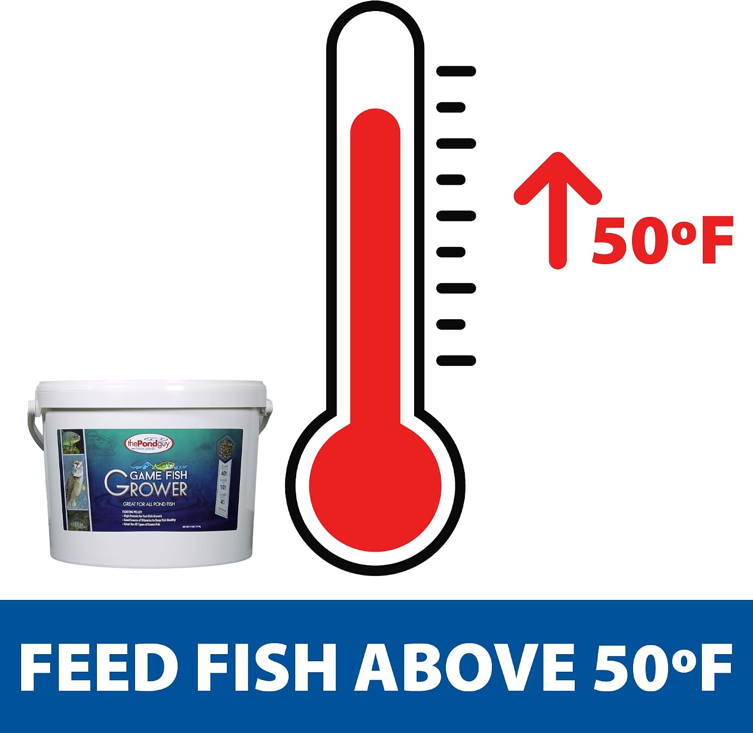 The Pond Guy Game Fish Grower Floating Pellet Food, 17 lbs | Complete aquatic nutrition for bass, trout