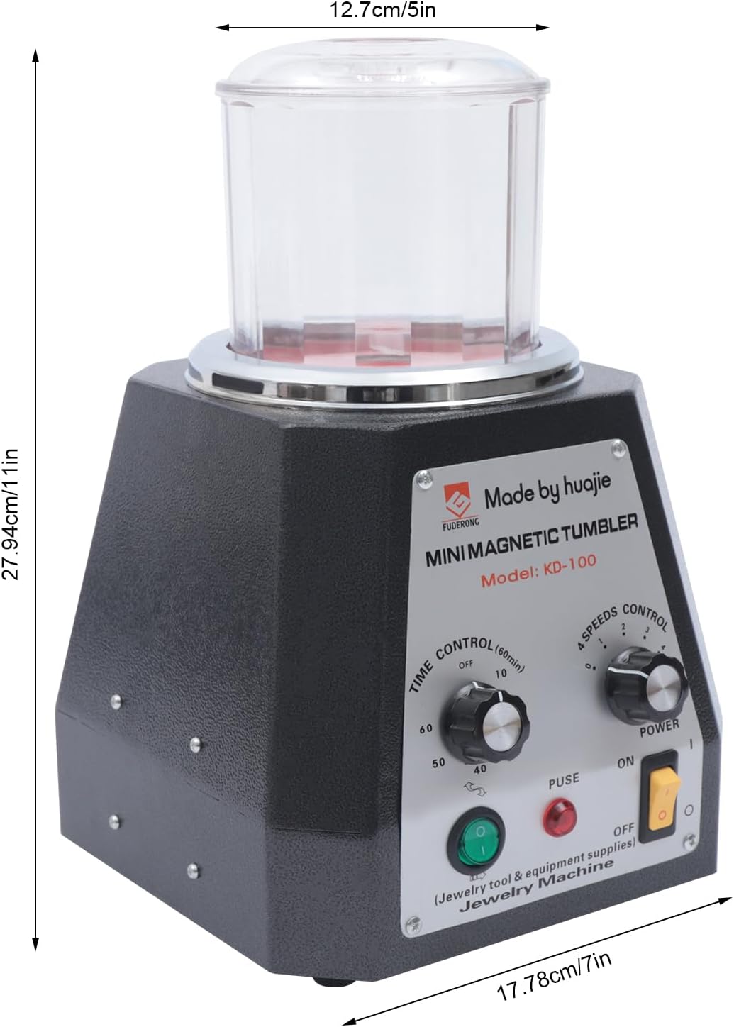 Mini Magnetic Tumbler, 4 Speeds Control 100mm Magnetic Jewelry Polisher and Finisher Machine for Light Metal