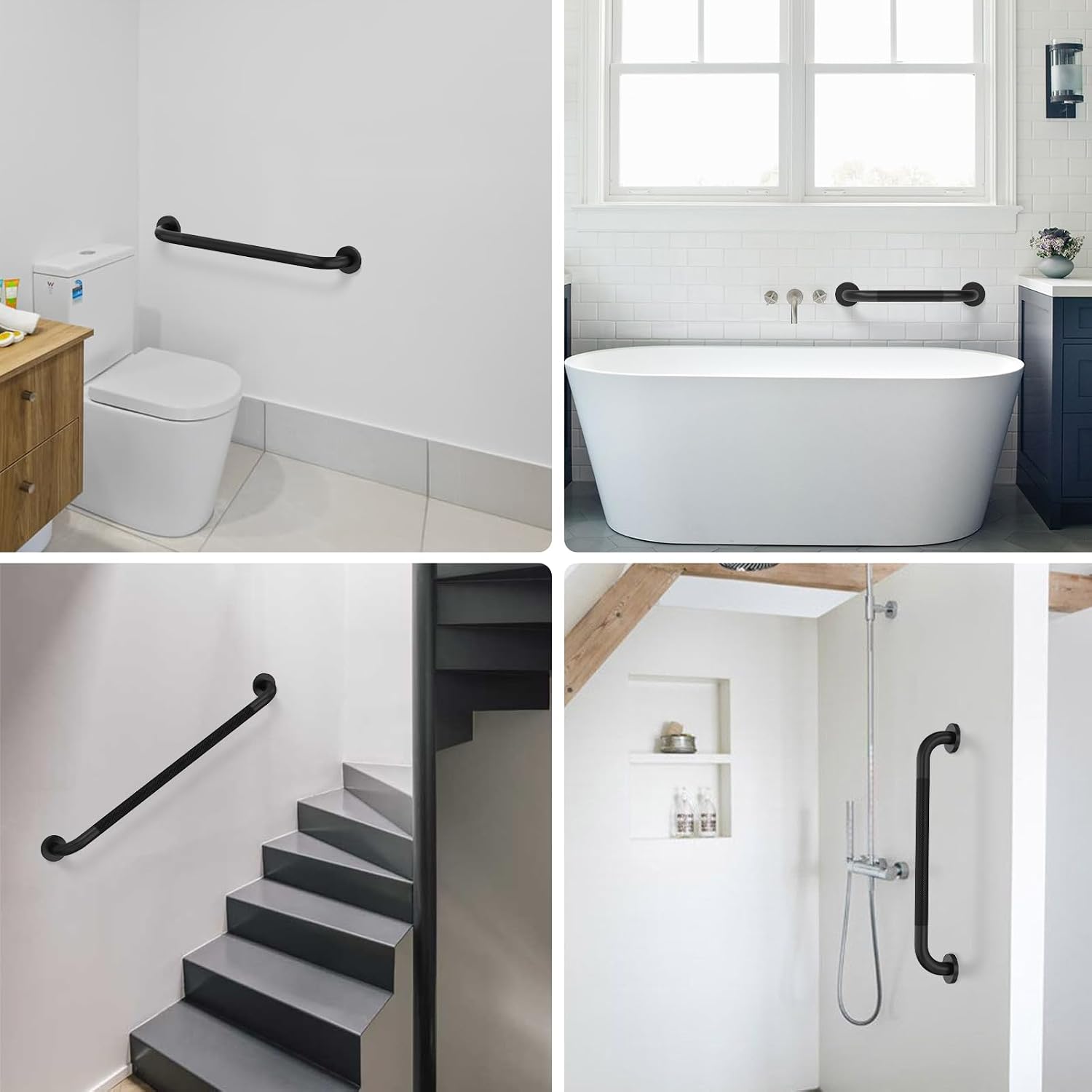 Munzong 3 Pack Commercial Handicap Grab Bars 18" 36" 42" Brushed Nickel | Bathroom Grab Bar for Shower 1.25" Diameter Anti Slip Bathroom Balance Bar Safety Hand Rail for Elderly Injury Senior