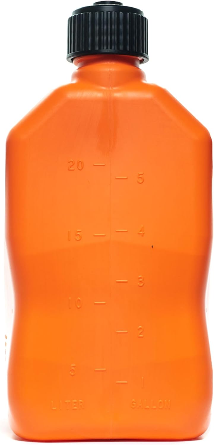 VP Racing 3572-CA, 5.5 Gallon Square motorsport Jug Orange with 2 Deluxe Filler Hoses (2 Pack)