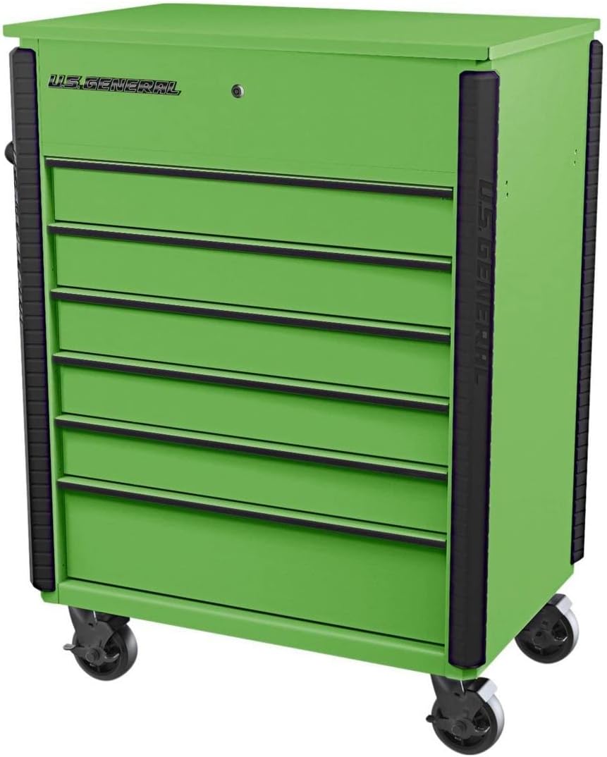 Storage Cabinet Featuring a Full Bank Tool Chest Service Cart on Wheels, Green