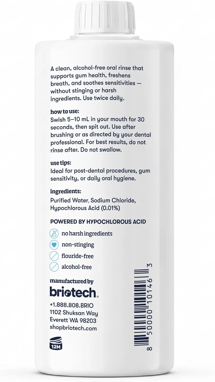 BRIOTECH Oral Swish, Hypochlorous Acid Mouthwash, Oral Rinse, 32 fl oz