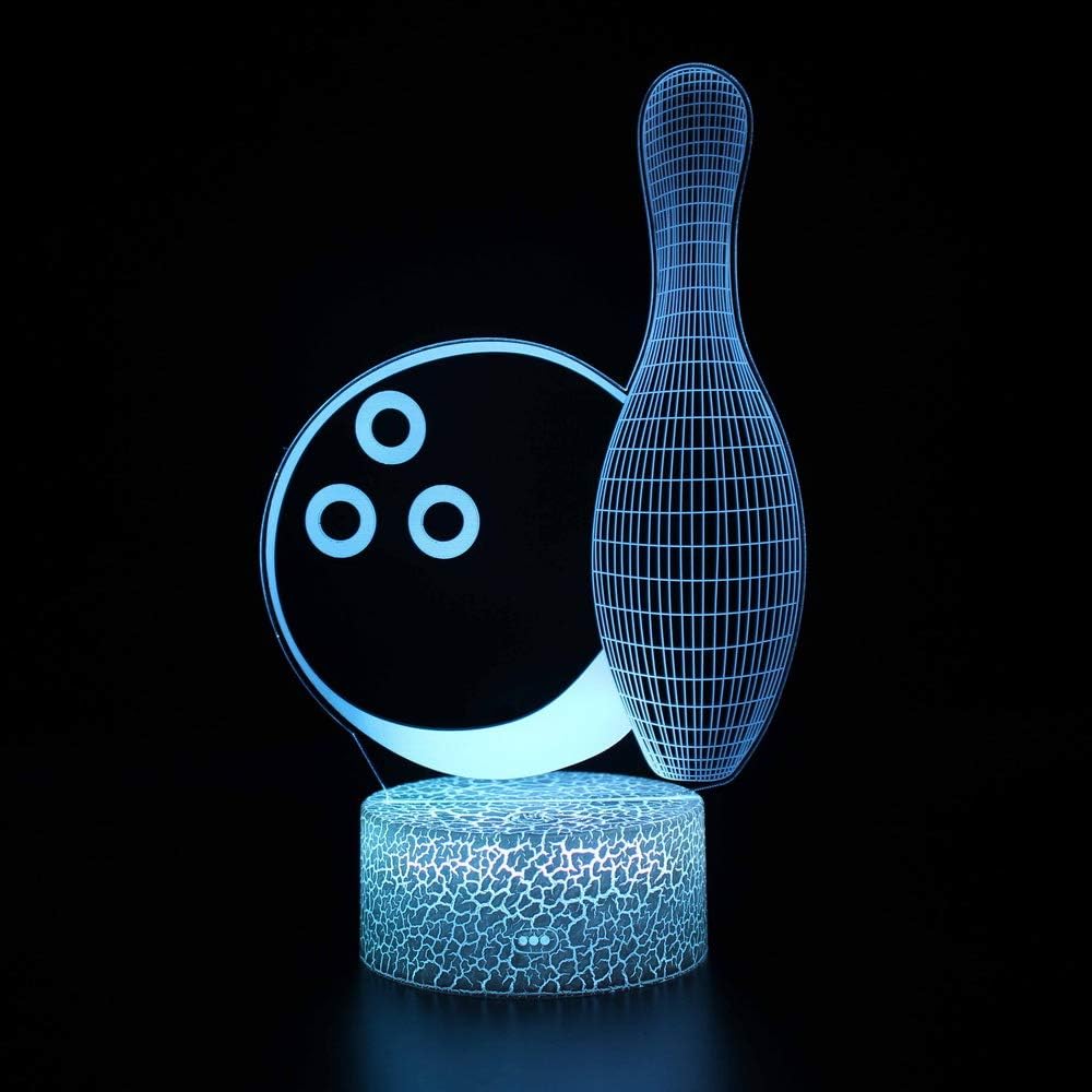 Volleyball 3D Illusion Night Light,16 Colors Changing Touch Switch & Remote Control,Acrylic Flat & ABS White Crack Base &USB Cable Table Lamp