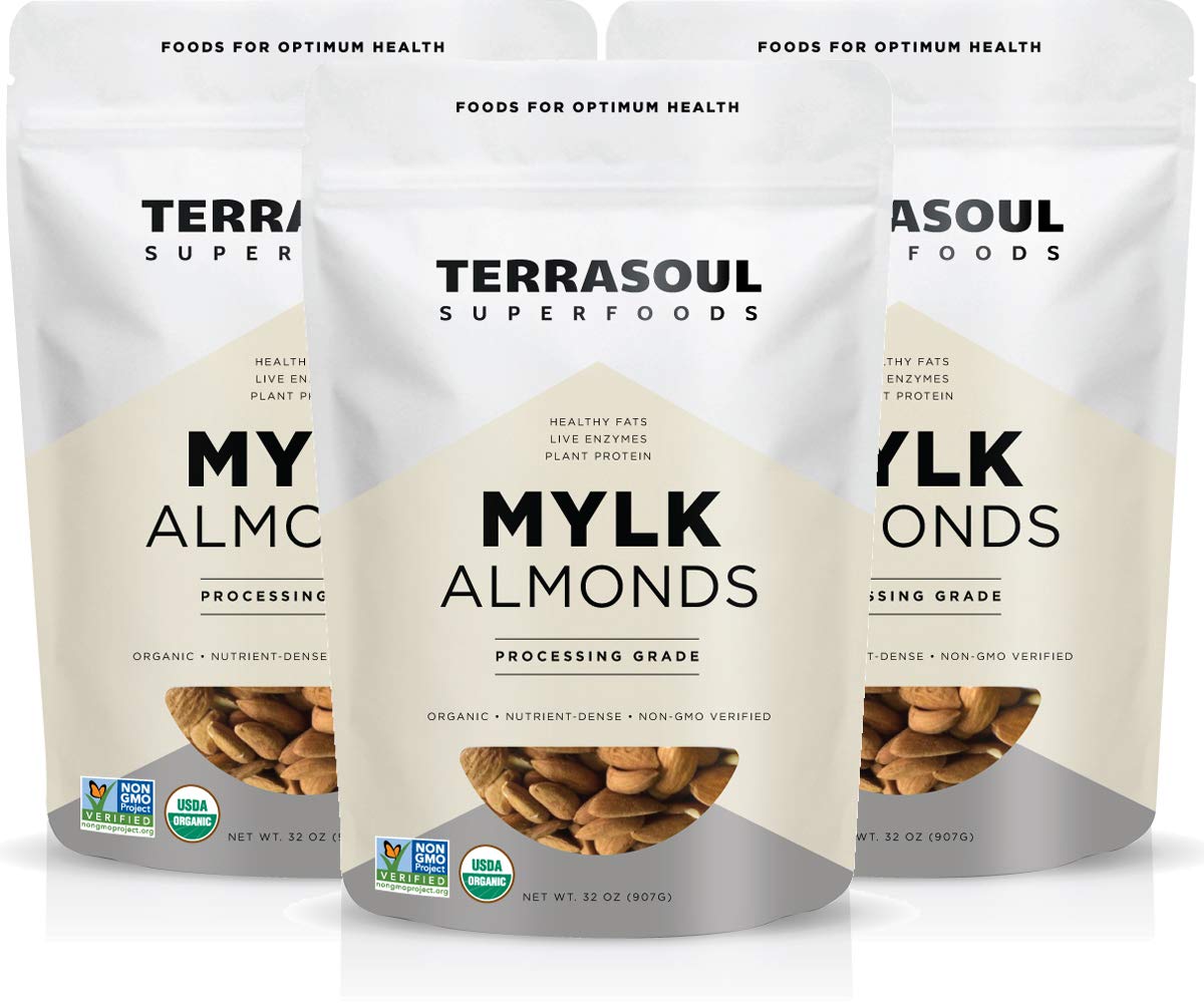 Terrasoul Superfoods Raw Unpasteurized Organic Almonds (Mylk Grade), 6 Pounds
