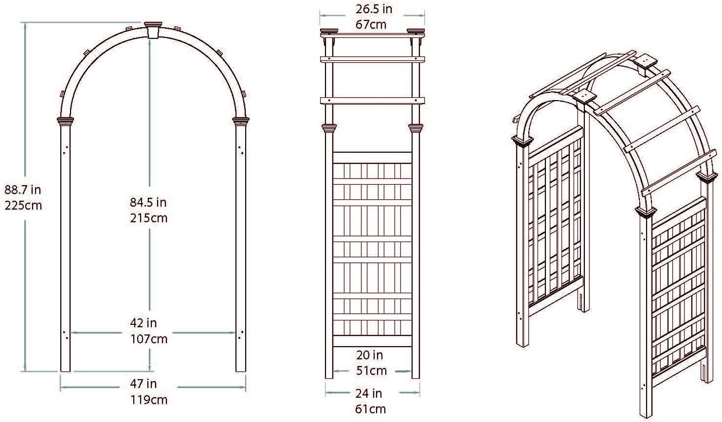 Rosewood 47"W x 89"H Cedar Arbor