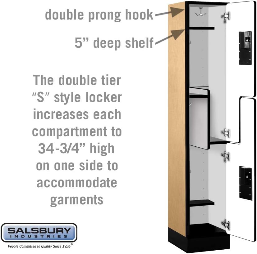 Salsbury Industries Double Tier 'S' Style Designer Wood Locker, Mahogany, 5' 3" x 15"