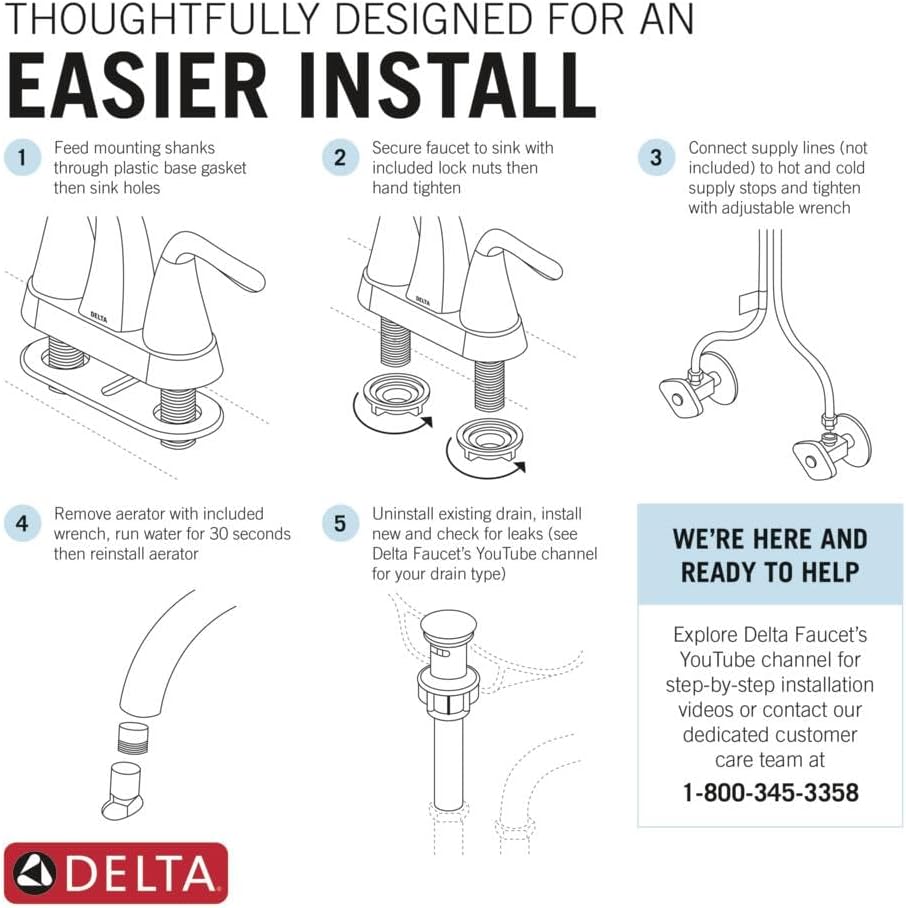 Delta Faucet Woodhurst Centerset Bathroom Faucet, Oil Rubbed Bronze 2-Handle Bathroom Faucet, Delta Bathroom Sink Faucet