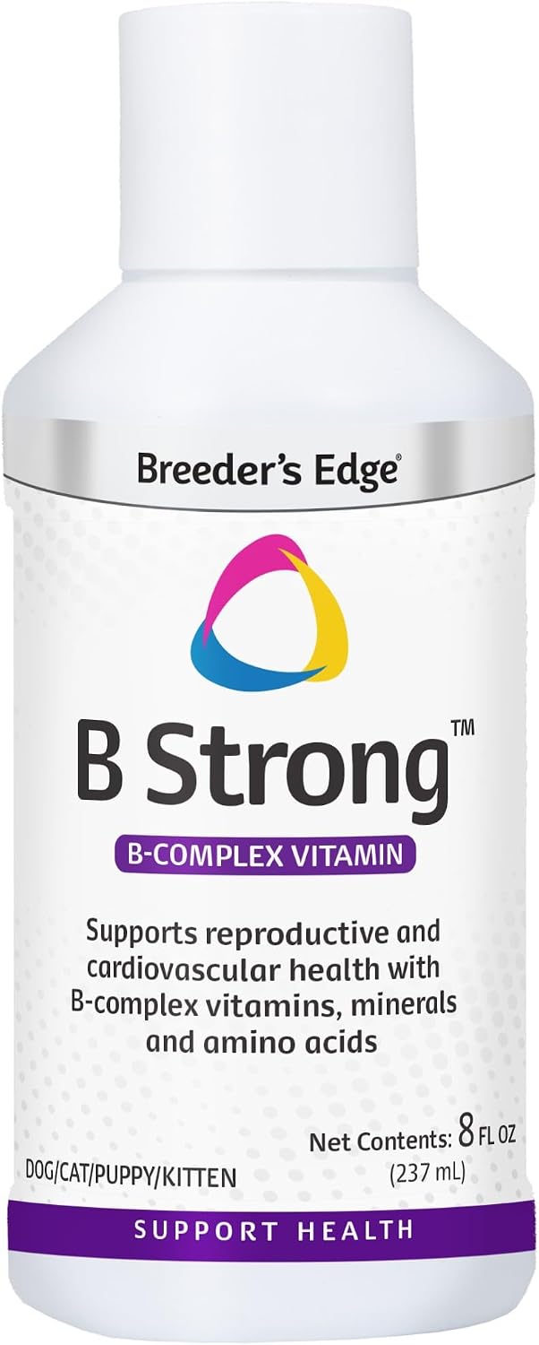 Breeder’s Edge B Strong Powder, B-Complex Vitamin Supplement for Dogs and Cats, Supports Reproductive Health, Promotes Normal Heat Cycles, and Helps Maintain Energy, 300g
