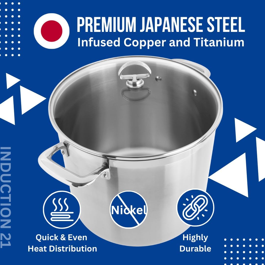 Chantal Induction 21 Steel 1 quart NonStick Saucepan with Tempered Glass Lid, Ceramic Non Stick, Brushed Stainless Steel