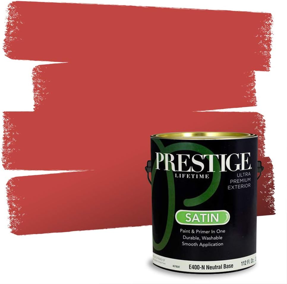 PRESTIGE Paints Exterior Paint and Primer In One, 1-Gallon, Satin, Comparable Match of Sherwin Williams* Real Red*
