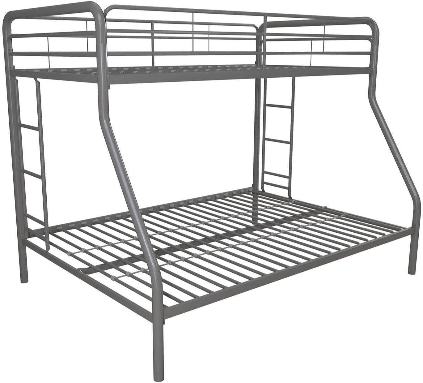 DHP Twin-Over-Futon Convertible Couch and Bed with Metal Frame, Ladder and Guardrails - Black