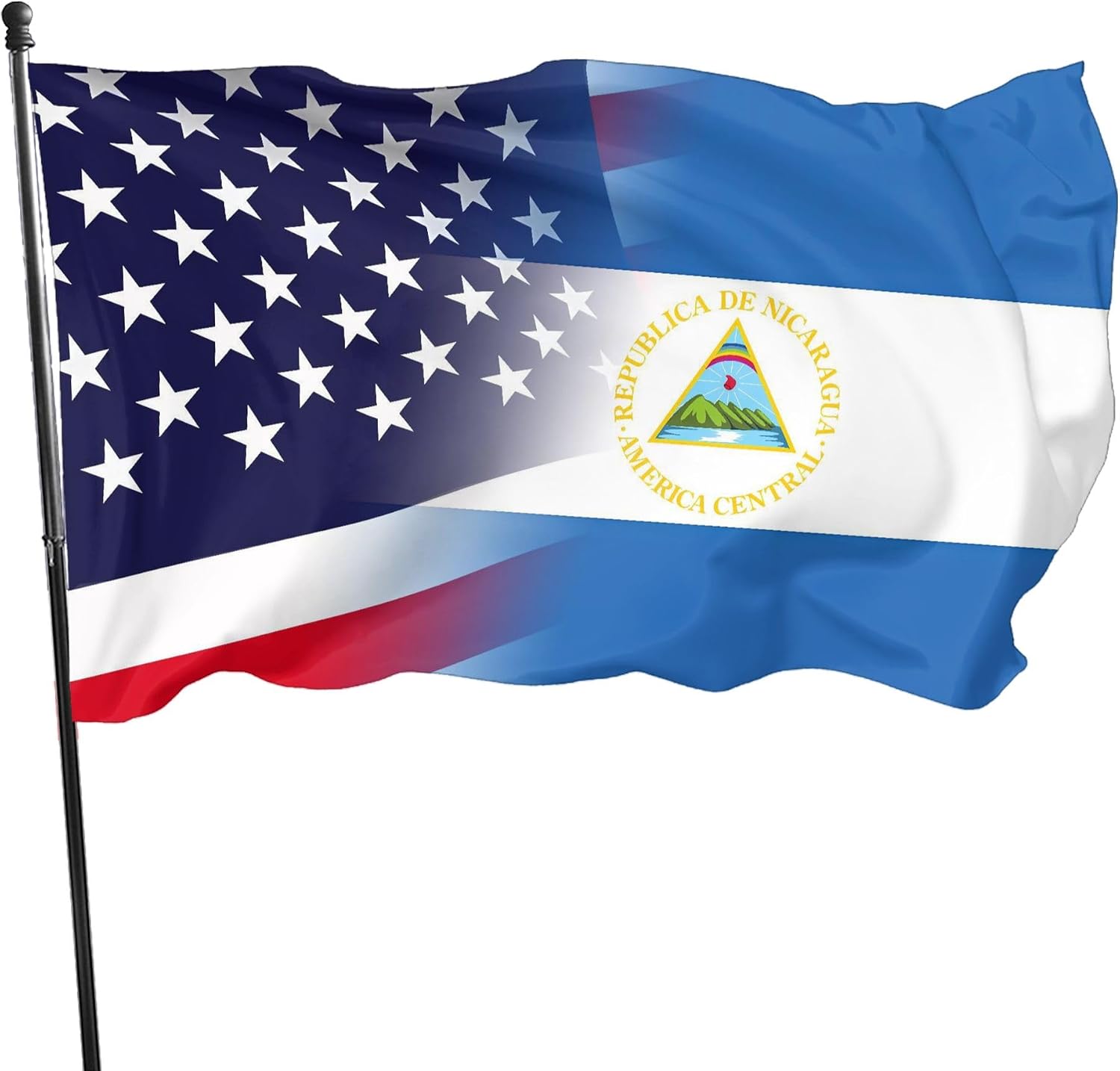 Nicaragua Nicaraguan And American Flag America USA 3x5 Ft Patriotic Banner Outdoor Indoor Decoration National Flags for Garden Car Yard Outside Decor
