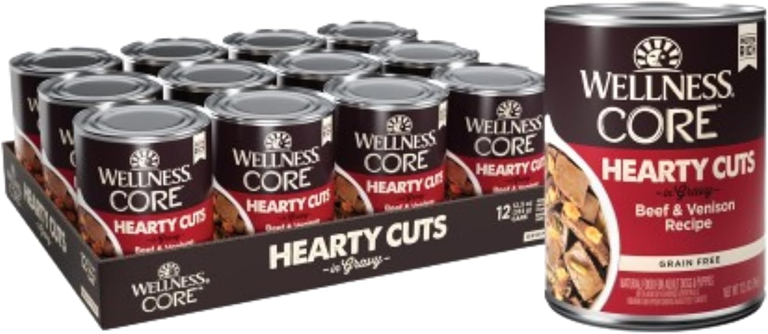 Wellness CORE 95% Adult Canned Wet Dog Food, Grain Free, Natural, Beef with Carrots Recipe, 12.5 oz, Pack of 12 Cans