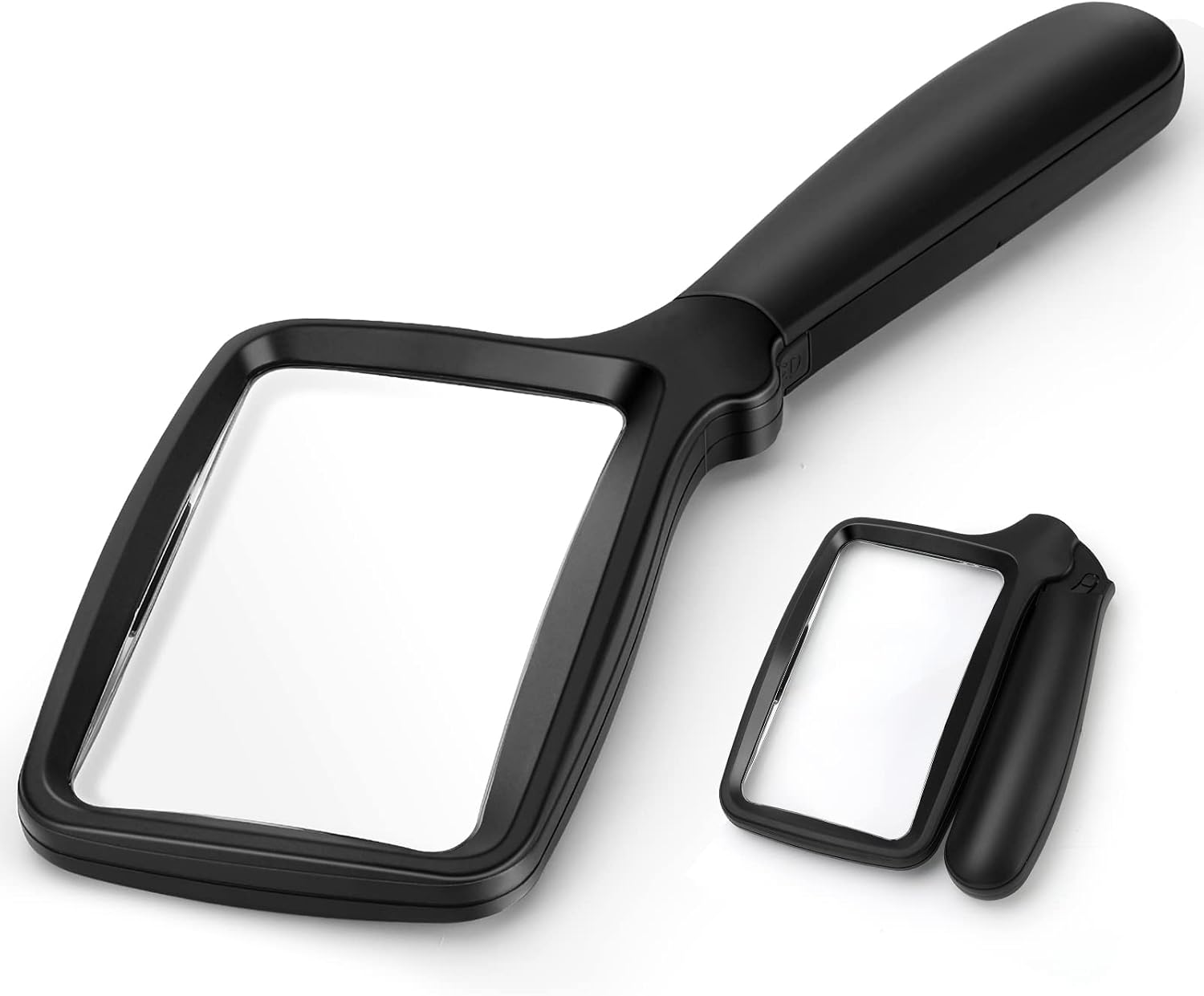 Folding Handheld Magnifying Glass with Light, 5X Large Rectangle Reading Magnifier with Dimmable LED for Seniors with Macular Degeneration, Newspaper
