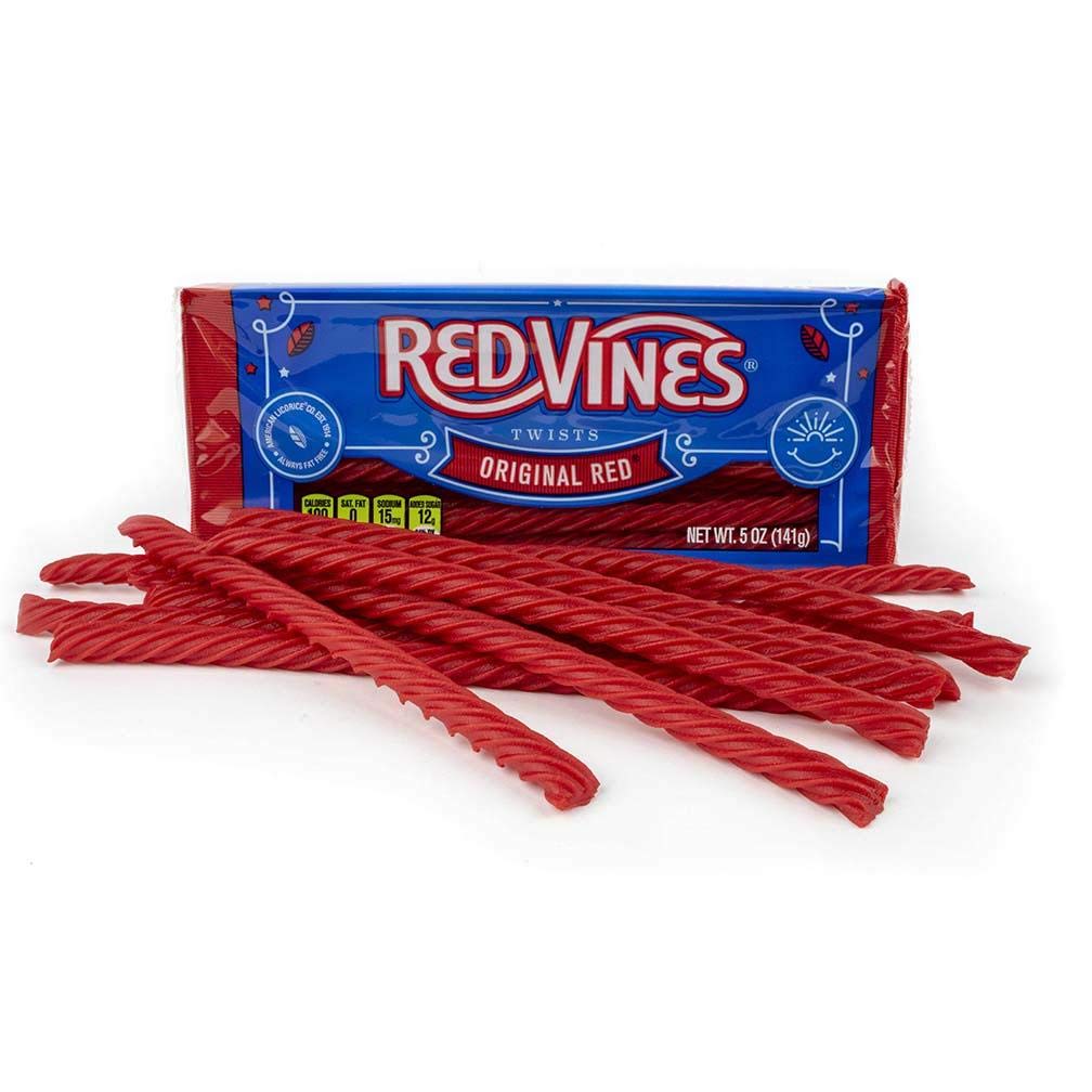 Red Vines Licorice Twists, Original Red Flavor, Soft & Chewy Candy, 4 Ounce (Pack of 24)