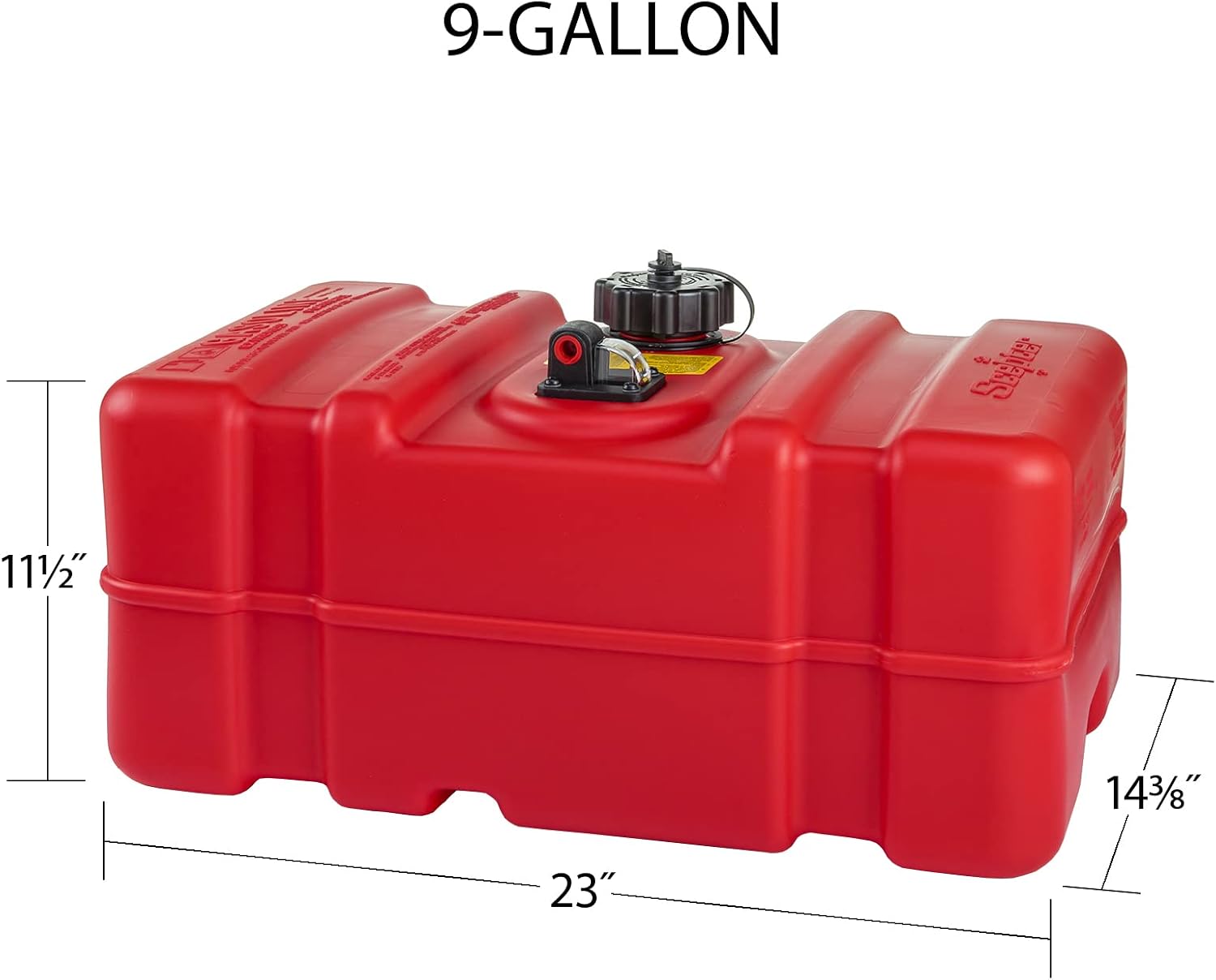 Scepter 6 Gallon Portable Marine Gas Can, Boat Fuel Tank with Top Handle | Underseat Design, 2-Way Vented Cap, Built-In Fuel Gauge and Pick-Up, EPA & CARB Compliant, 19.3"L x 12.2"W x 10.2"H (10511)