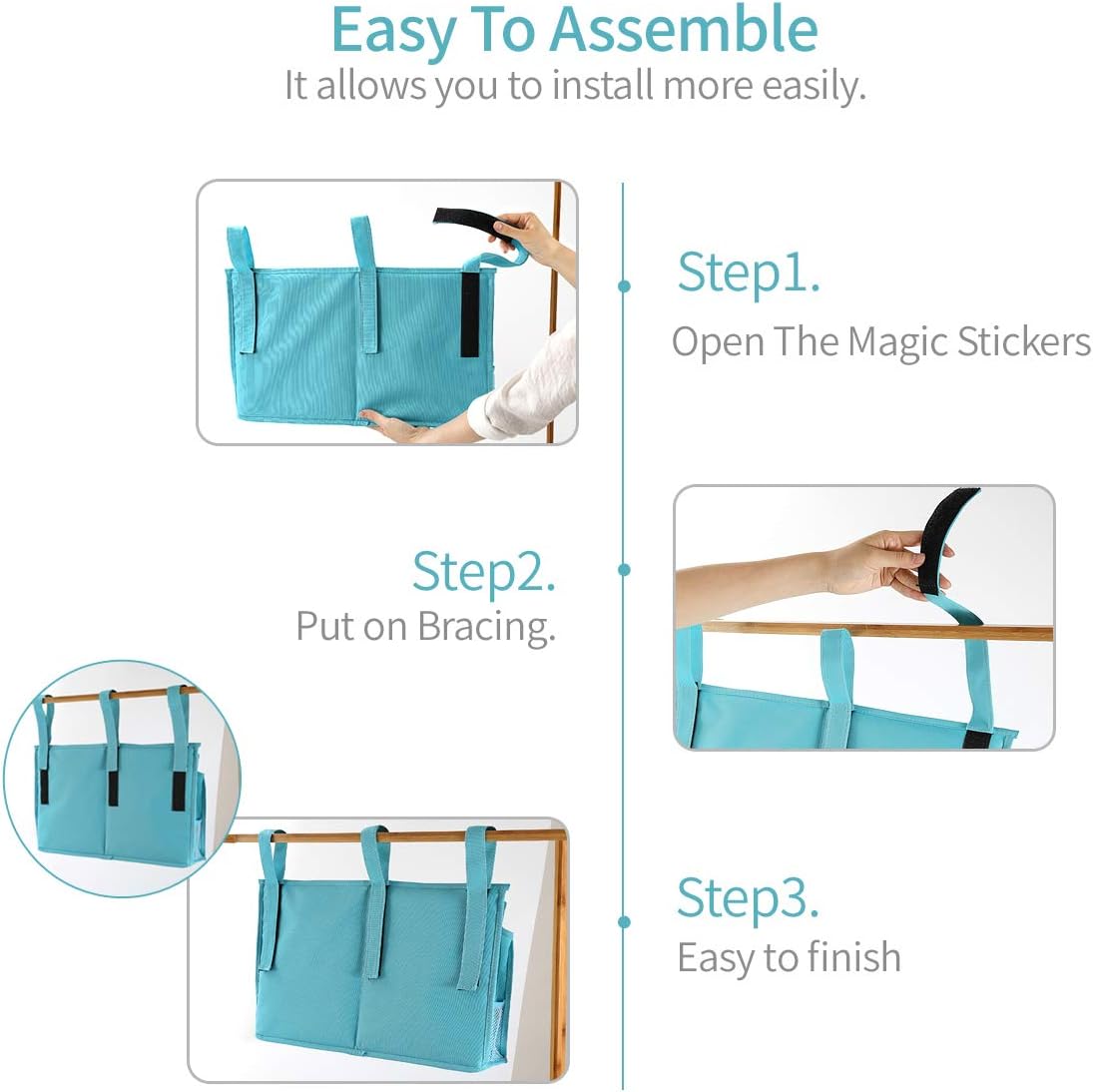 Bseash Bunk Bed Organizer, Bedside Caddy Hanging Bed Organizer Storage Bag 8 Pockets, for College Dorm Rooms Bed, Hospital Bed, Baby Bed Rails