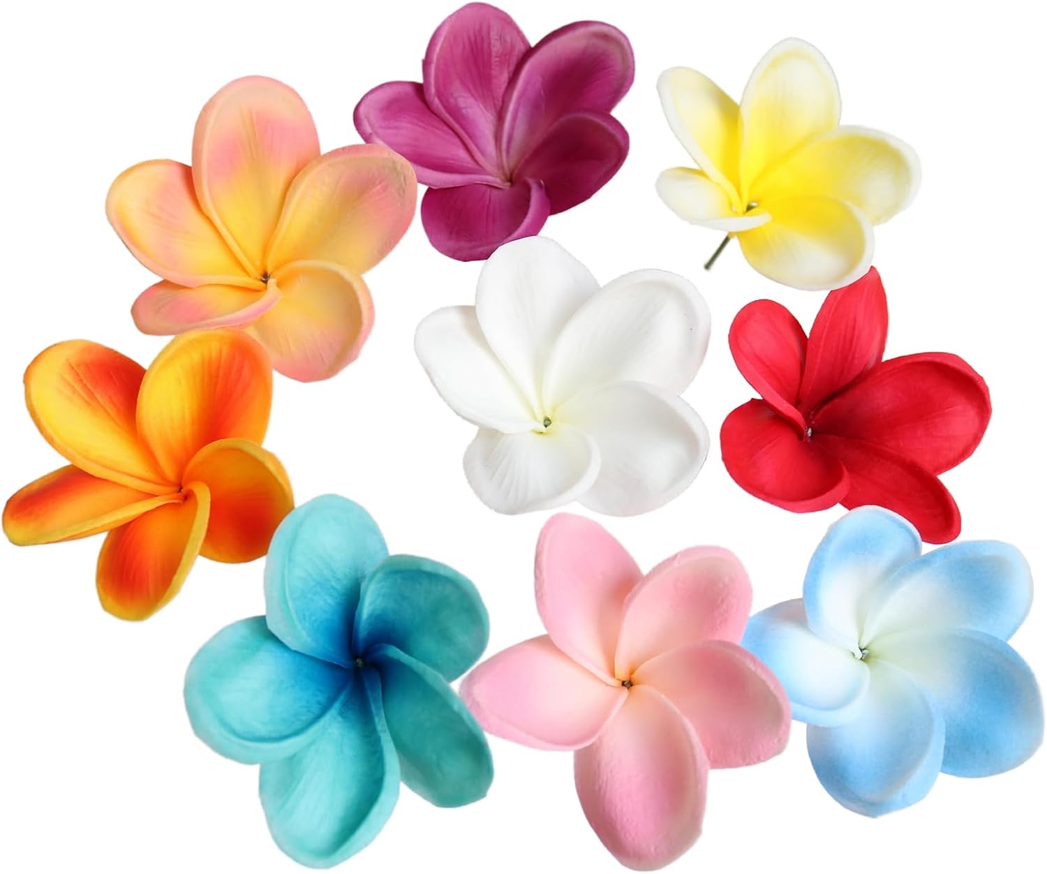10PCS Artificial Plumeria Flowers with Stem, Apricot | Natural Real Touch,DIY Cake Decoration, Hawaiian Part, Luau Decor, Wedding Bouquets