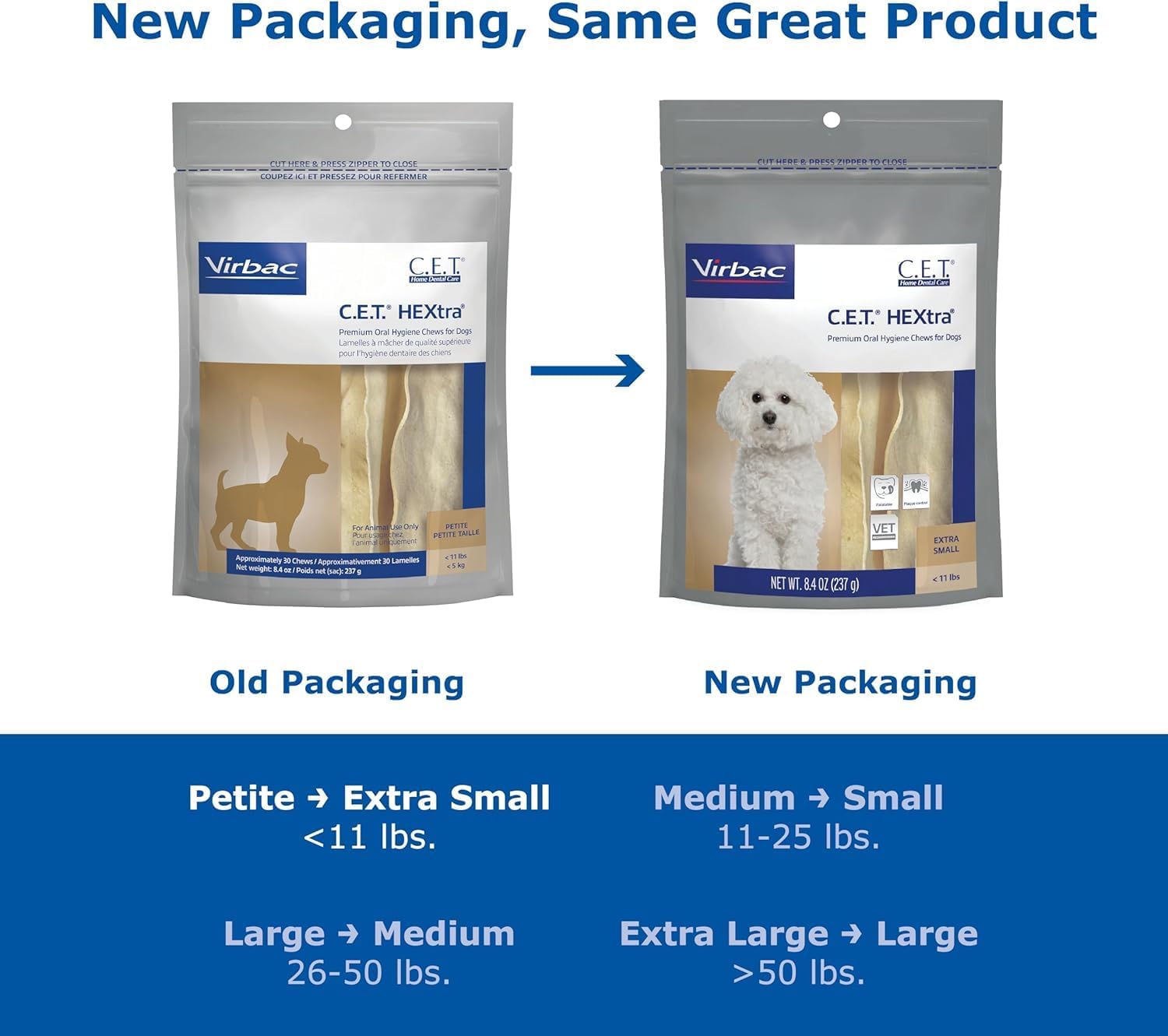 Virbac C.E.T. Hextra Premium Oral Hygiene Chews for Dogs, Large | Rawhide dog dental chews, long lasting dog chews, beefhide rawhide chews reduces plaque and tartar