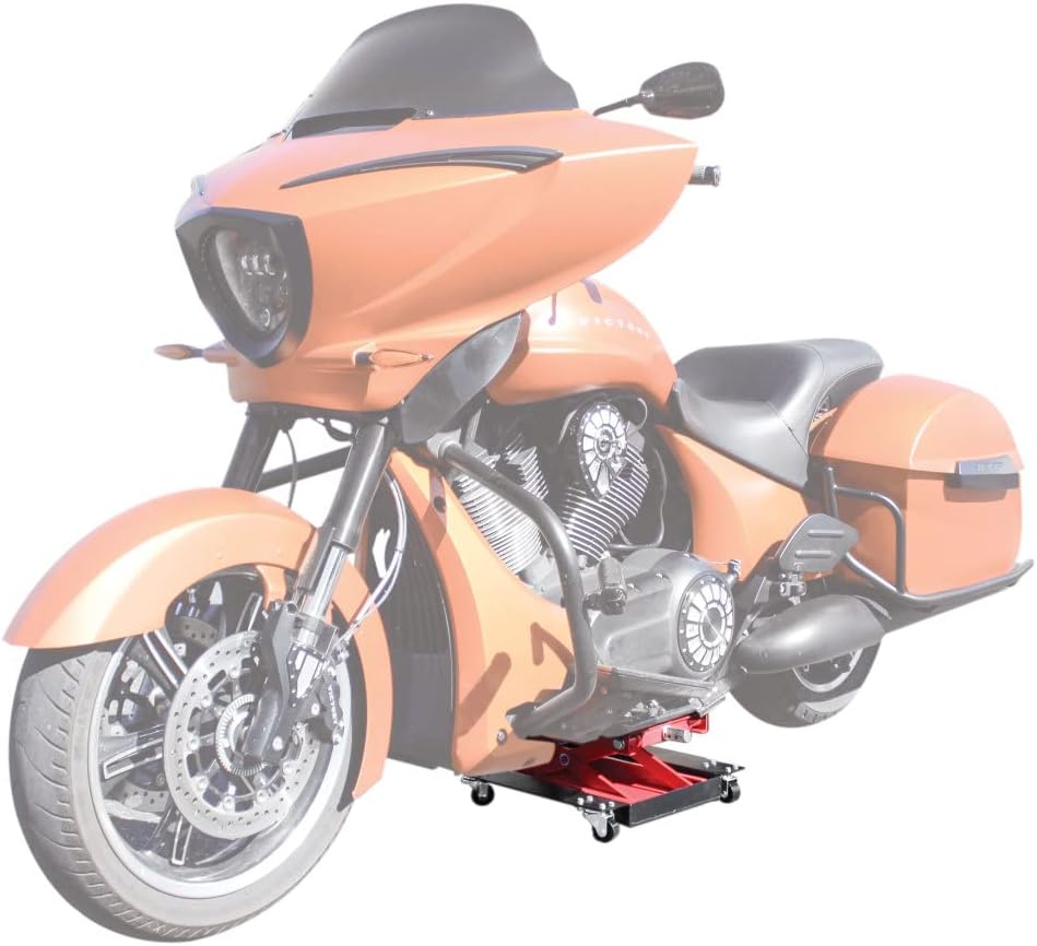 Extreme Max 5001.5059 Wide Motorcycle Scissor Jack with Dolly - 1100 lbs.