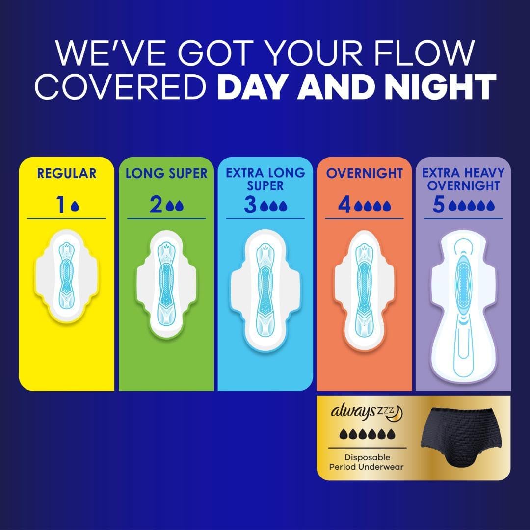 Always Maxi Overnight Feminine Pads with Wings for Women, Size 4, Overnight Absorbency, Unscented, Up to 100% Leak-Free Protection, 48 Count