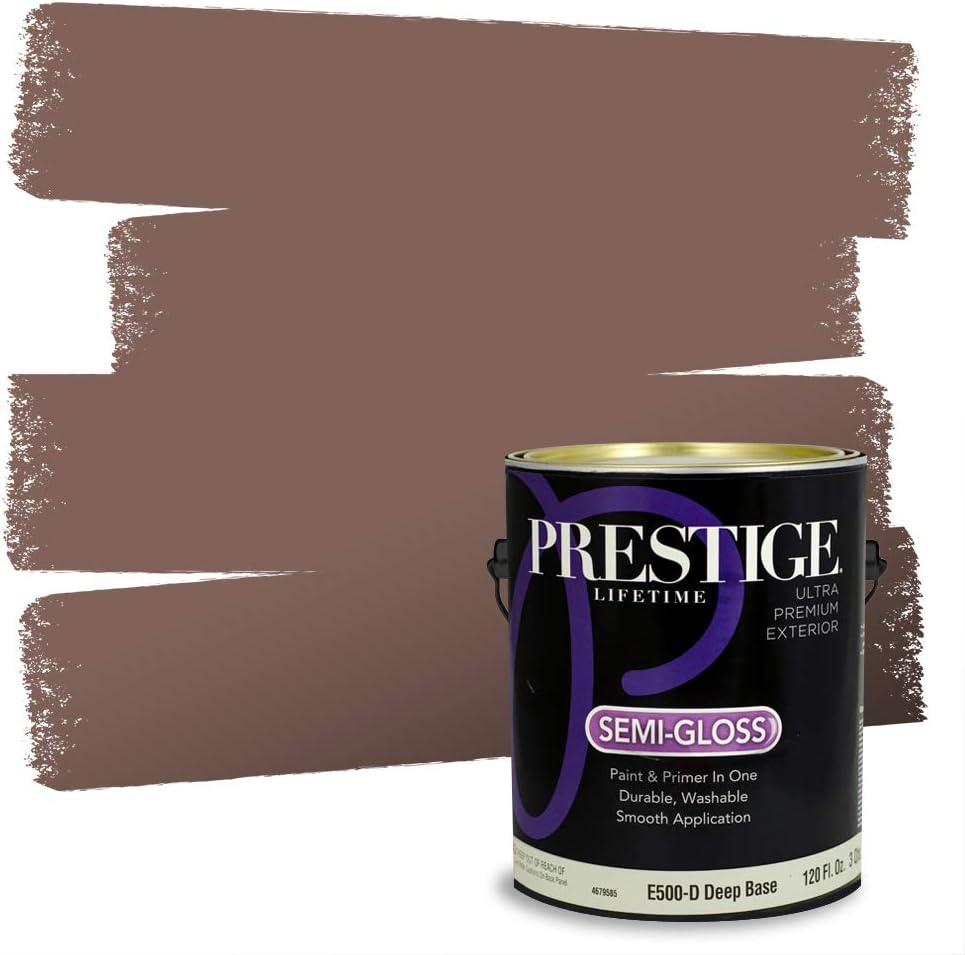 PRESTIGE Paints Exterior Paint and Primer In One, 1-Gallon, Semi-Gloss, Comparable Match of Sherwin Williams* French Roast*