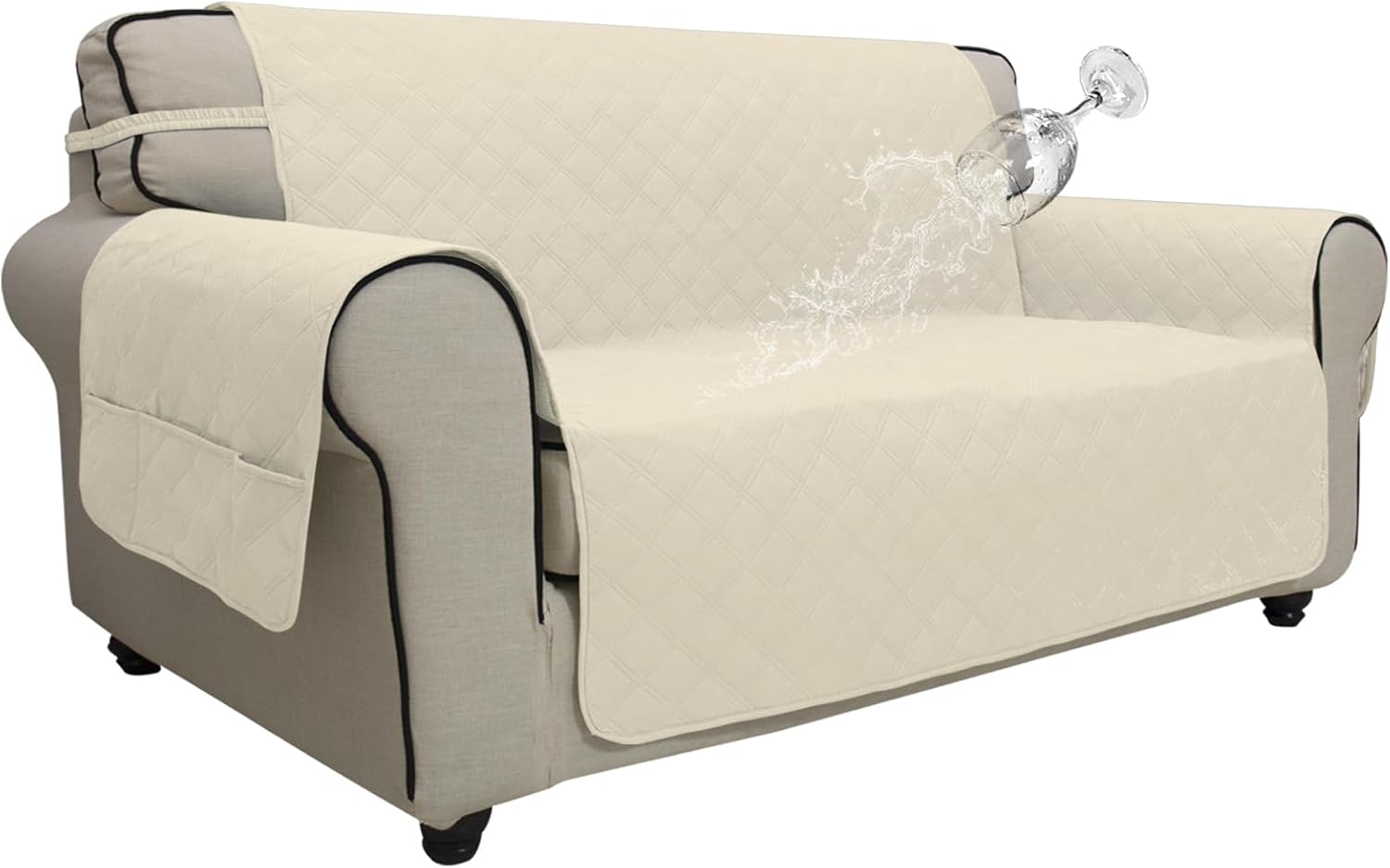 Easy-Going Waterproof Non-Slip Couch Cover, Small Recliner, Chocolate