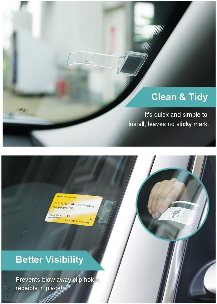 Car Windshield Parking Tickets Holder Transparent Auto Accessories Clip 2PCS