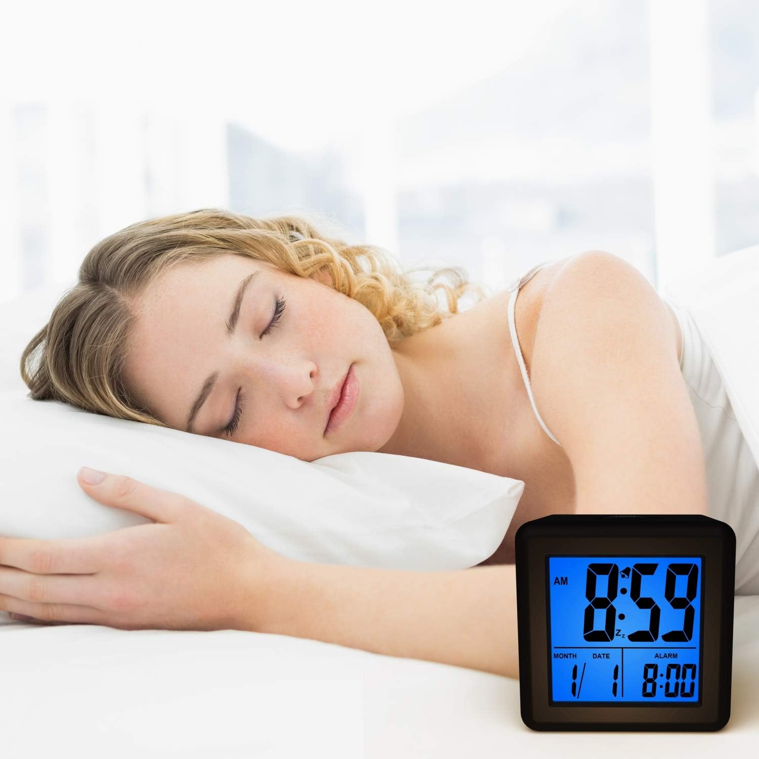 Plumeet Digital Alarm Clock Kids Clock with Snooze and White Nightlight - Easy Setting Travel Alarm Clocks Display Time, Date