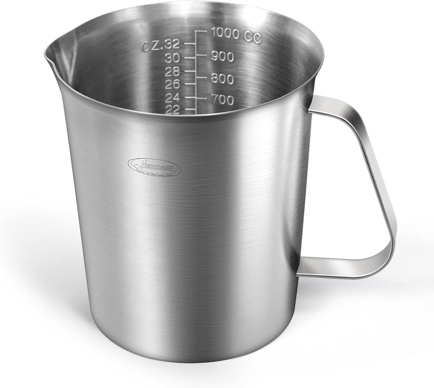 Newness Stainless Steel Measuring Cup, Metal Measuring Cup with Handle (Upgraded, 3 Marking Including Cup/ML/Ounce Scale), 16 Ounces (0.5 Liter, 2 Cup)
