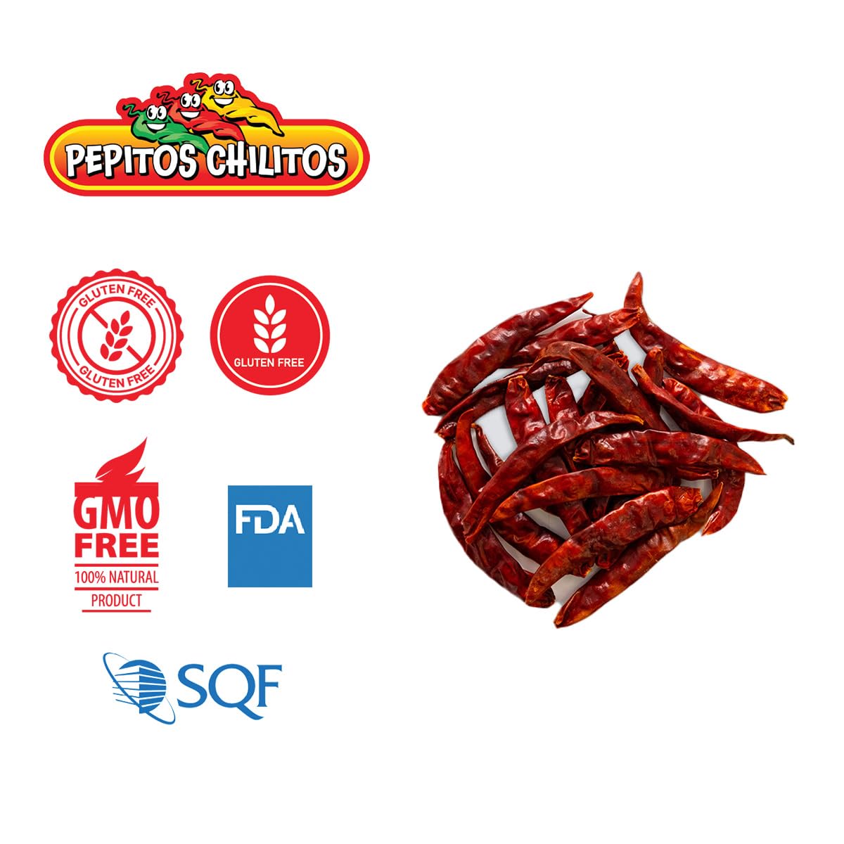 PEPITOS CHILITOS/Chile de Arbol 16oz Resealable Bag - Natural and Premium - Great For Mexican Recipes Like Salsa, Tamales, and Stews.