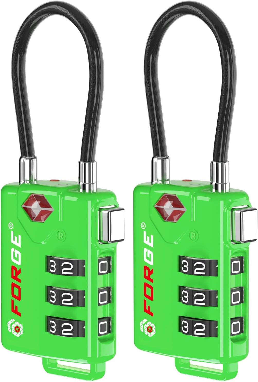 TSA Approved Cable Luggage Locks, Re-settable Combination with Alloy Body