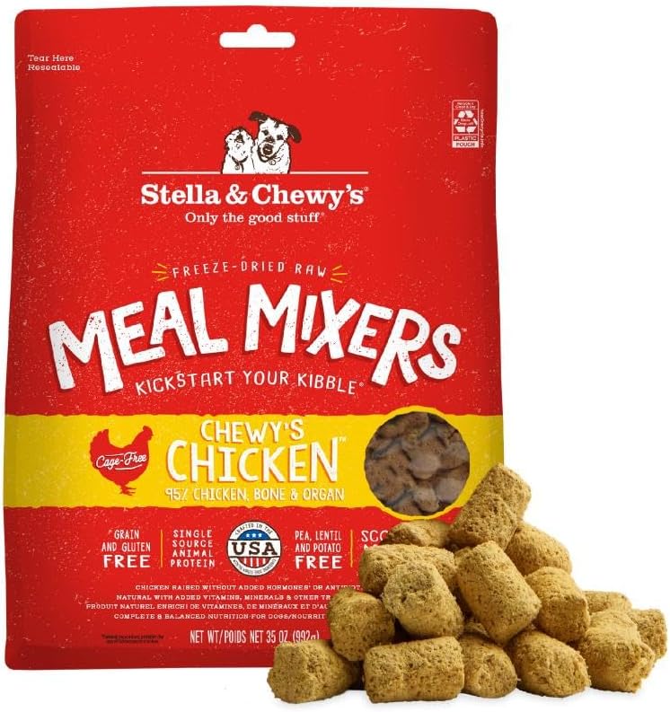 Stella & Chewy's Freeze-Dried Raw Chicken Meal Mixers- Dog Food Topper and Mixer - Made with 95% Cage-Free Chicken, Organs & Bone - Perfect for Picky Eaters - Grain-Free - 3.5oz