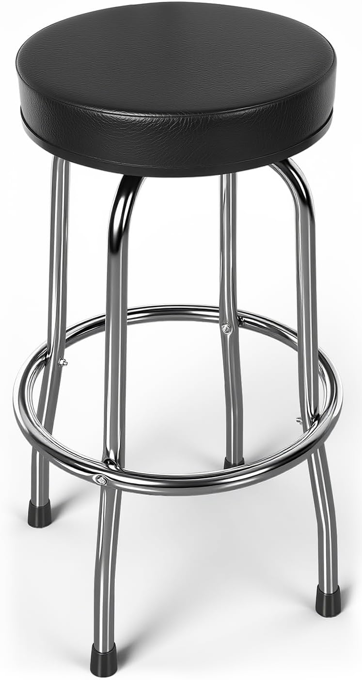 YELLOW JACKET Swivel Bar Stool with Footrest, Padded Seat | Modern Counter Barstool, 360° Swivel, Ball Bearing, Anti-Slip Caps