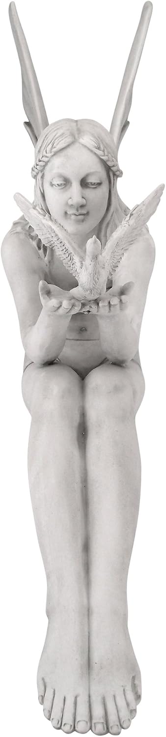 Design Toscano KY71004 Fiona The Flower Fairy Garden Statue, 17 Inch, Antique Stone