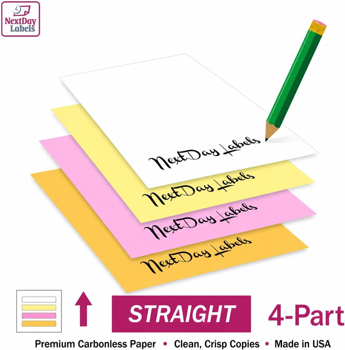 NextDayLabels Carbonless NCR Paper, 2 Part Reverse #5887, 8.5" x 11"