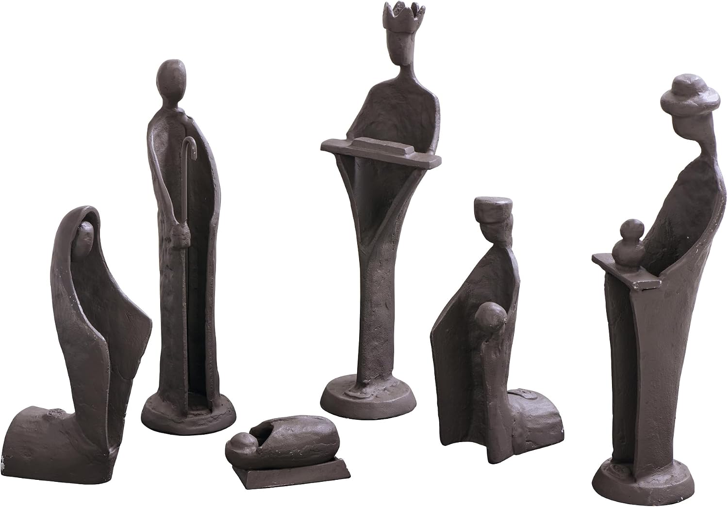 Danya B. Modern Christmas Easter Manger Nativity Scene - 9-Inch Iron Nativity Set with 6 Sculptures (Baby Jesus in a Manger, Joseph