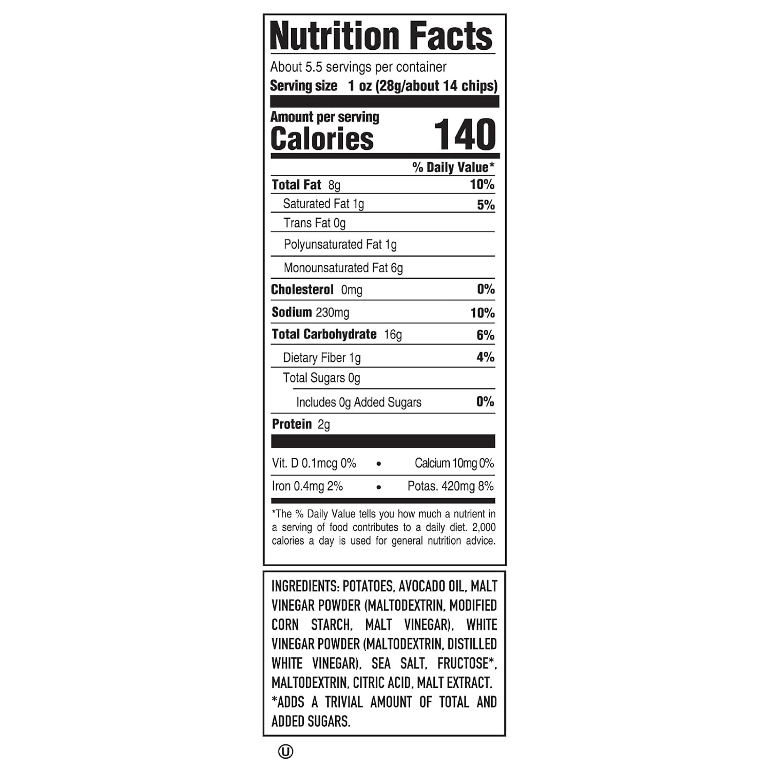 Boulder Canyon Avocado Oil Sea Salt Potato Chips 6 Count, 1.25 OZ