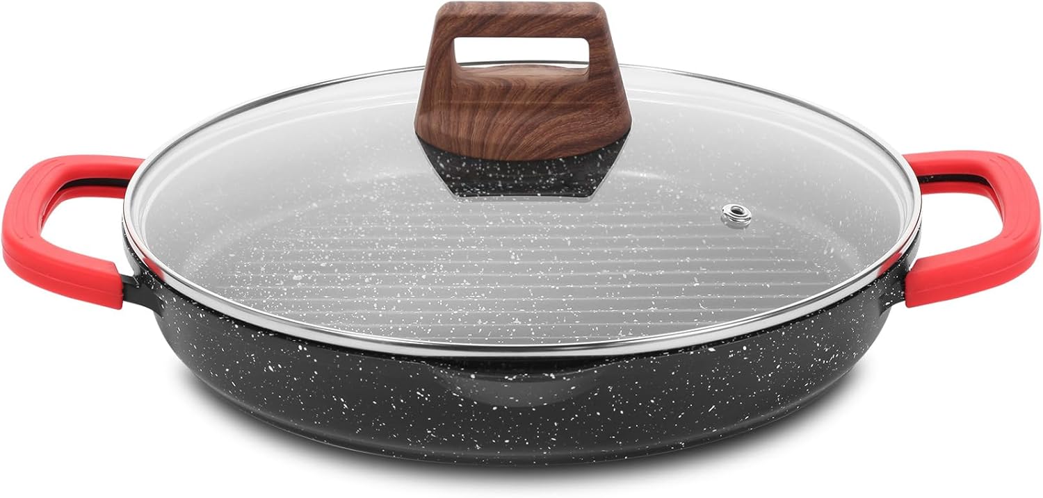 ESLITE LIFE Nonstick Grill Pan for Stove Tops, Versatile Griddle with Pour Spouts