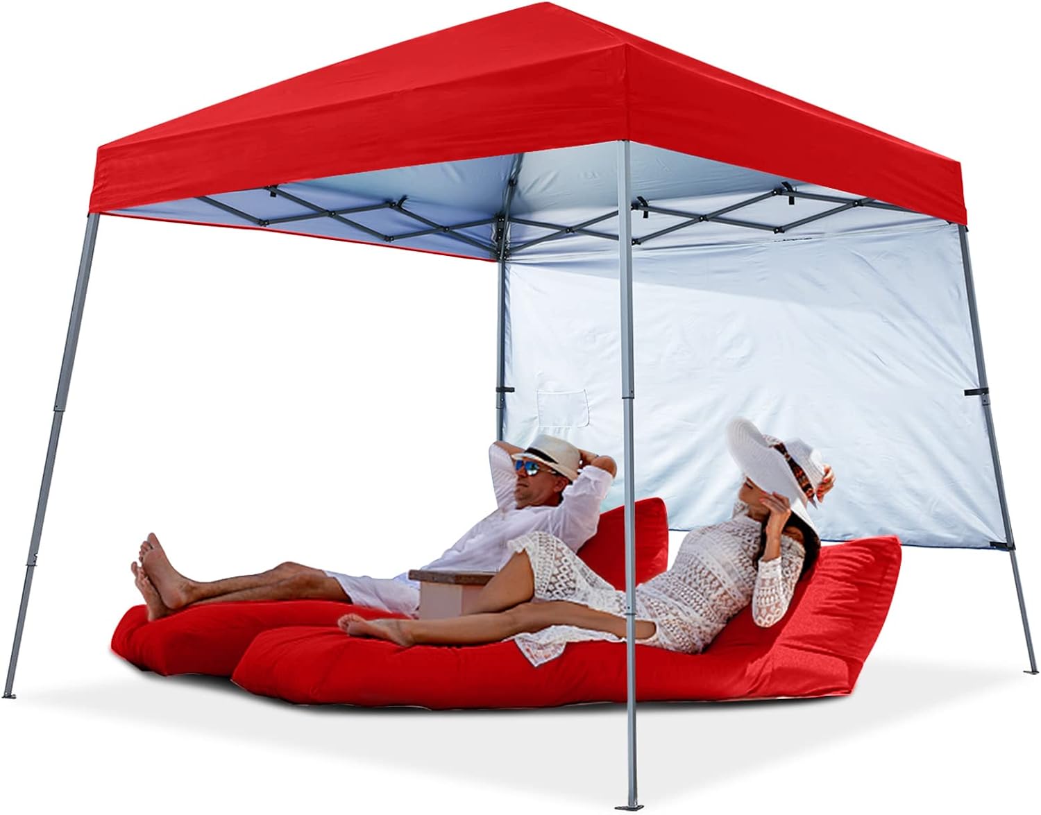 ABCCANOPY Outdoor Pop Up Canopy 10x10 Beach Camping Canopy with 1 Sun Wall, Bonus Backpack Bag, Stakes and Ropes, Sky Blue | Backpack Carry Bag, Stakes & Guy Ropes Included, Easy Setup; For Beach, Camping, Backyard