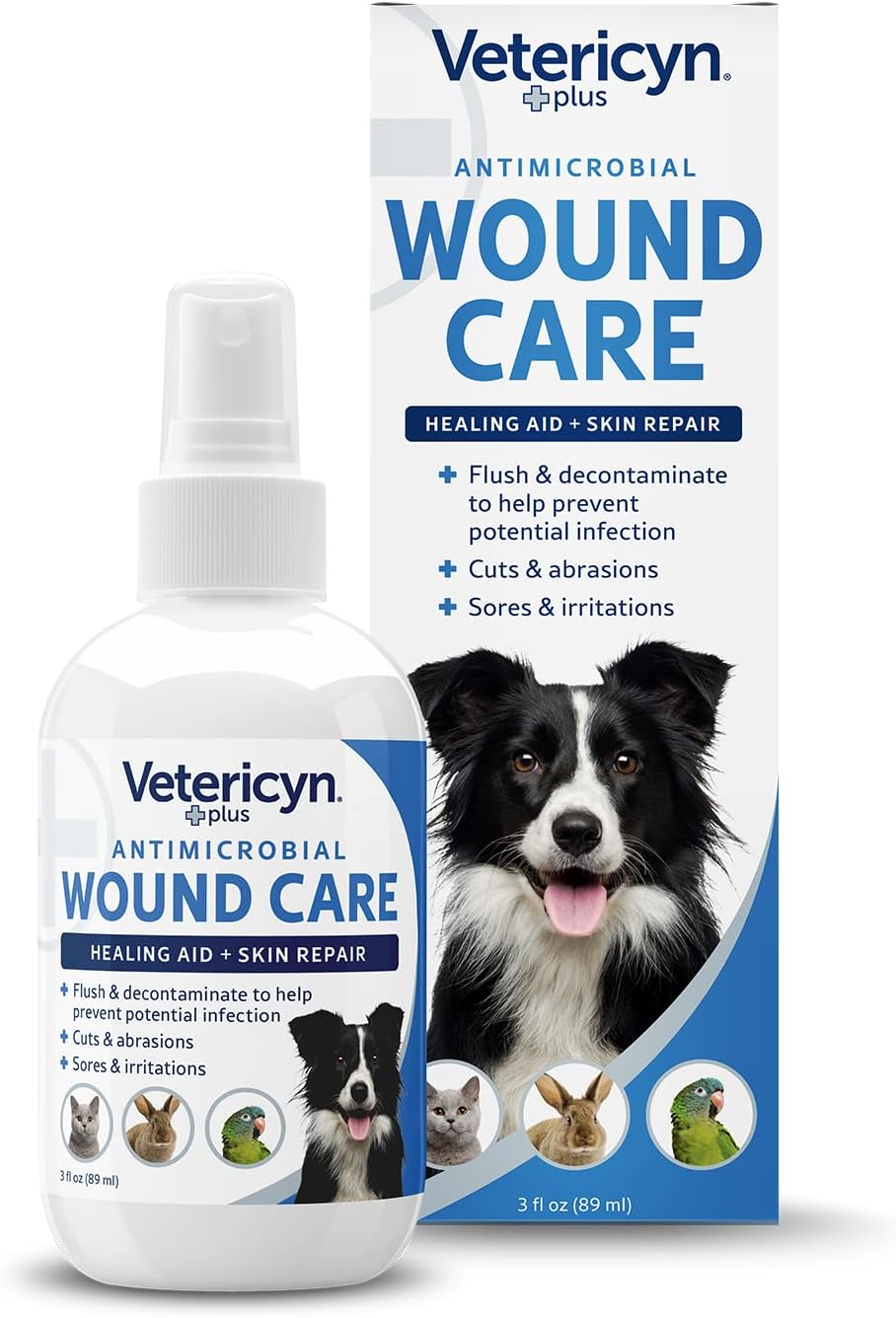 Vetericyn Plus Dog Wound Care Spray | Healing Aid and Skin Repair, Clean Wounds, Relieve Dog Skin Allergies, Safe for All Animals. 16 ounces