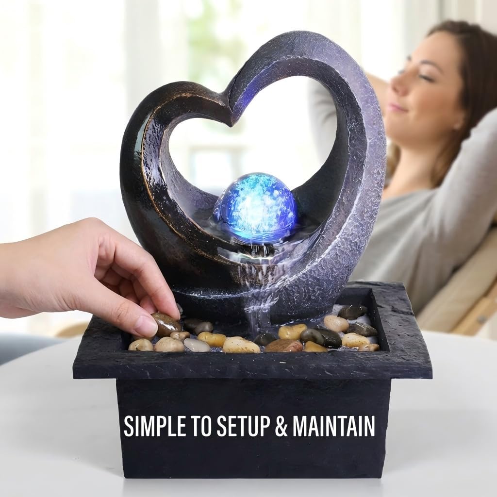 Ferris Island with LED Lights, Resin Tabletop, Small Rockery Fountain | Resin indoor desktop small rockery fountain, suitable for desktop decoration in offices, homes, and bedrooms