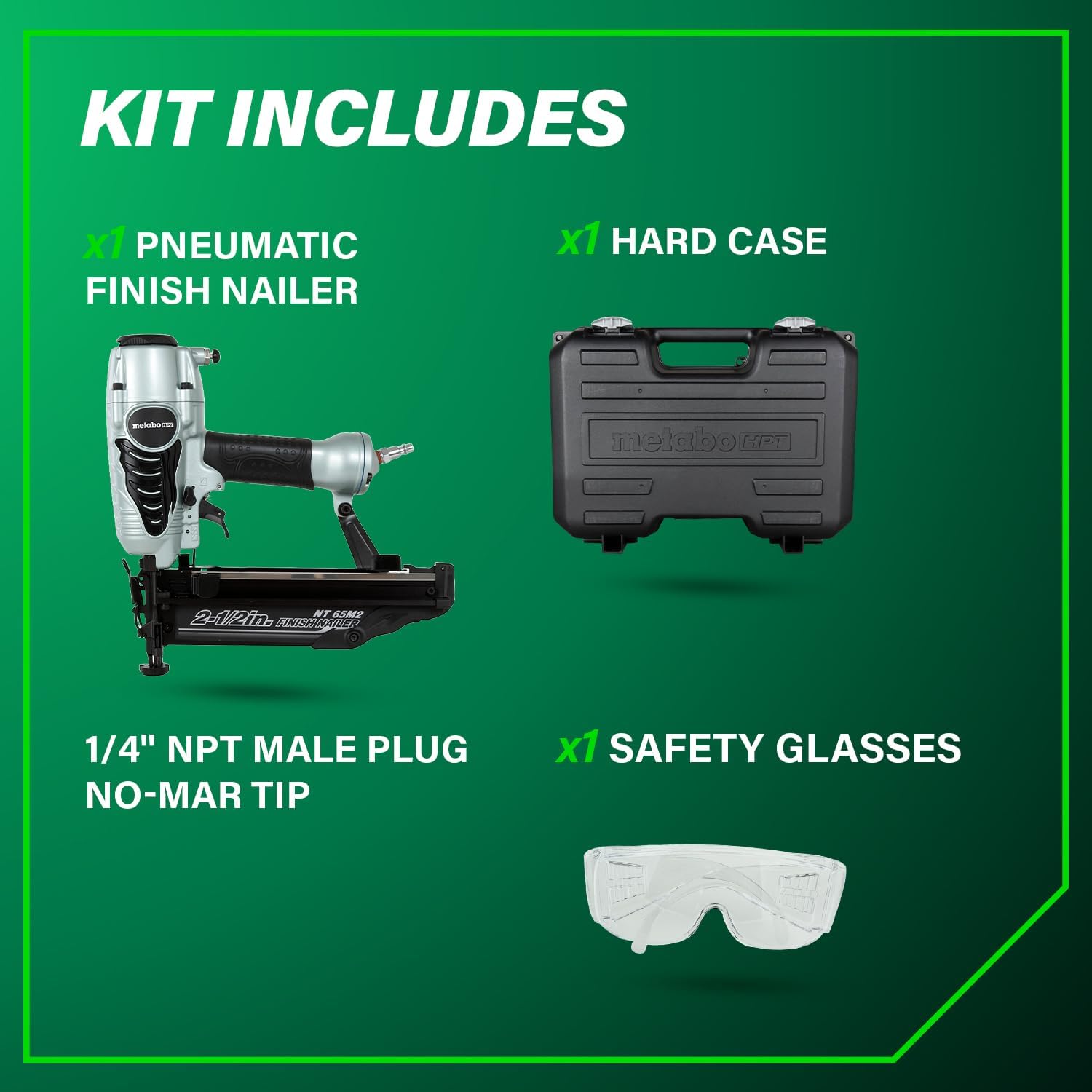 Metabo HPT 16 Gauge Finish Nailer, Lightweight 1-2.5in, NT65M2S