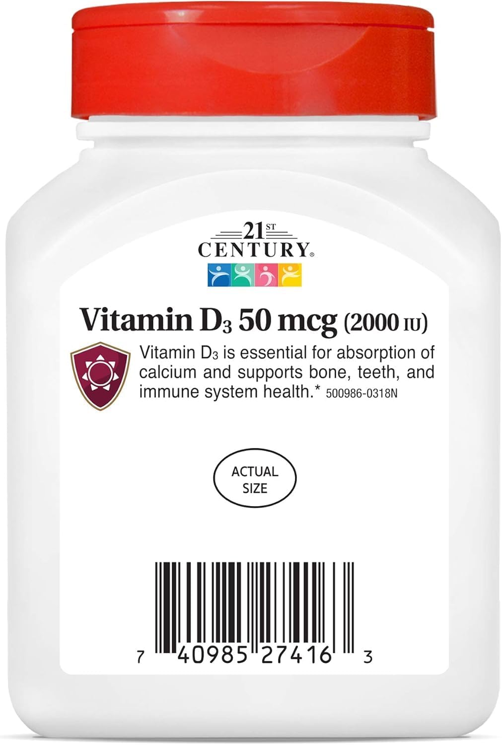 21st Century Vitamin D3 2000 IU Softgels, Bone & Immune, 250 Count | Vitamin D3 2000 IU Fast-Release Liquid Softgels, Bone Health, Immune Support & Calcium Absorption, Value 250-count Bottle